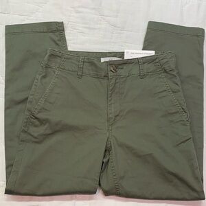 LOFT The Perfect Straight Petite Pants, Women's 0P Olive Green NWT Twill Chino